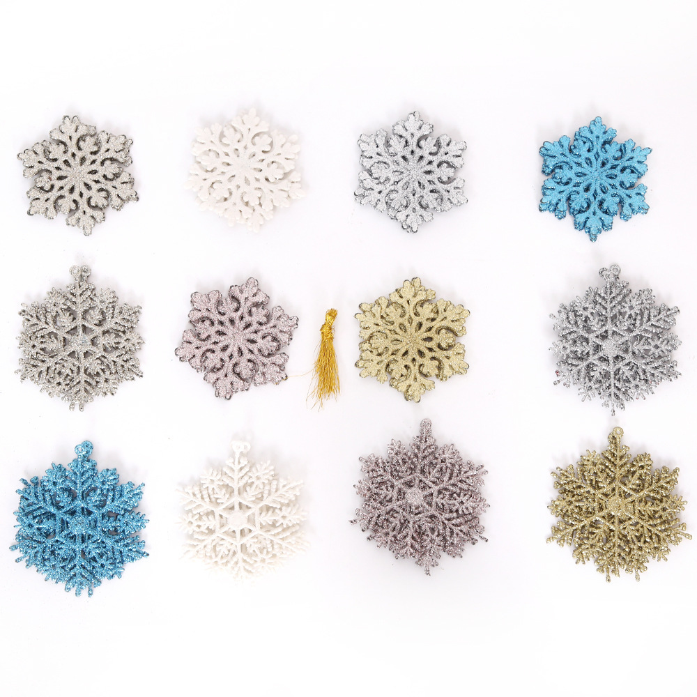 36pcs Snowflakes-Christmas Tree Decorations Snowflake Ornaments for Tree Plastic Glitter White Snow Flakes Ornaments Christmas Indoor Winter Wonderland Decor