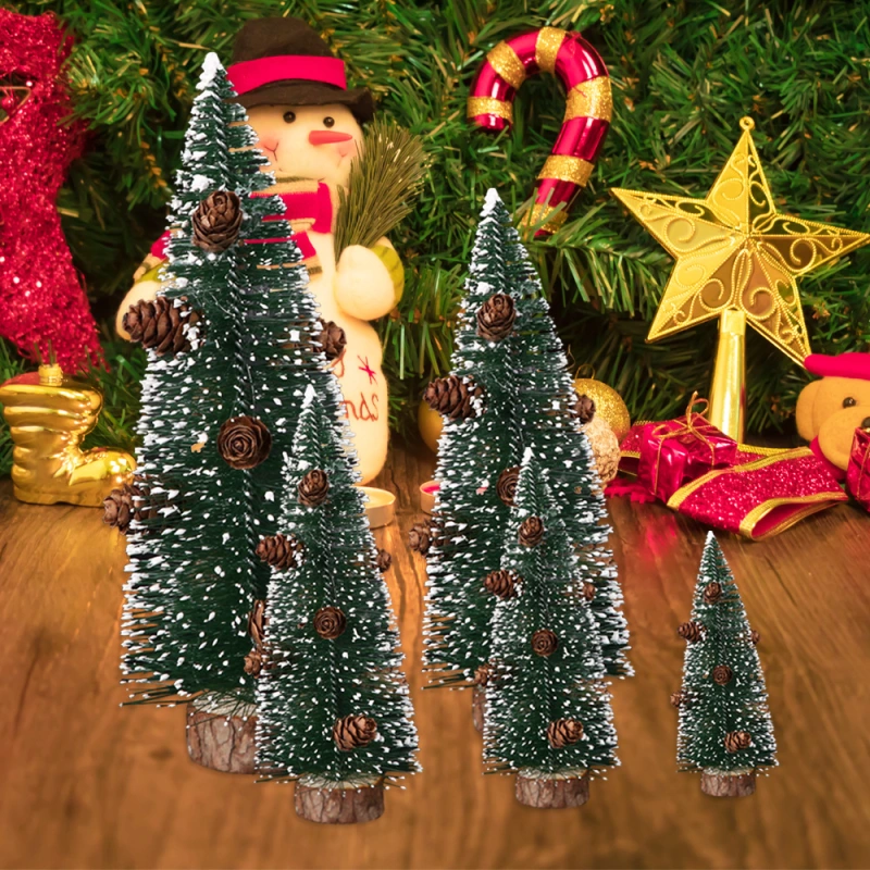 Christmas Decorations Mini Pine Christmas Tree Artificial Tabletop Decorations Festival Plastic Miniature Trees 2024 New Year Decorations for Xmas