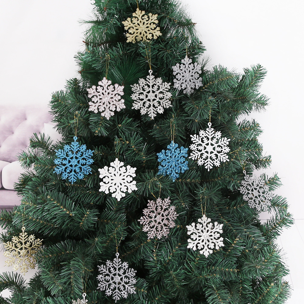 36pcs Snowflakes-Christmas Tree Decorations Snowflake Ornaments for Tree Plastic Glitter White Snow Flakes Ornaments Christmas Indoor Winter Wonderland Decor