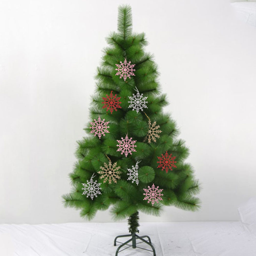 15pcs Christmas Gold Snowflake Ornaments Plastic Glitter Snow Flakes Ornaments for Winter Christmas Tree Decorations Size Varies Craft Snowflakes