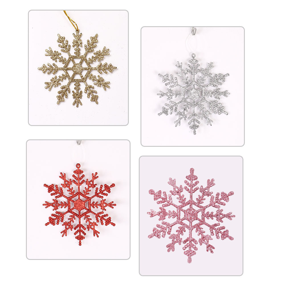 15pcs Christmas Gold Snowflake Ornaments Plastic Glitter Snow Flakes Ornaments for Winter Christmas Tree Decorations Size Varies Craft Snowflakes