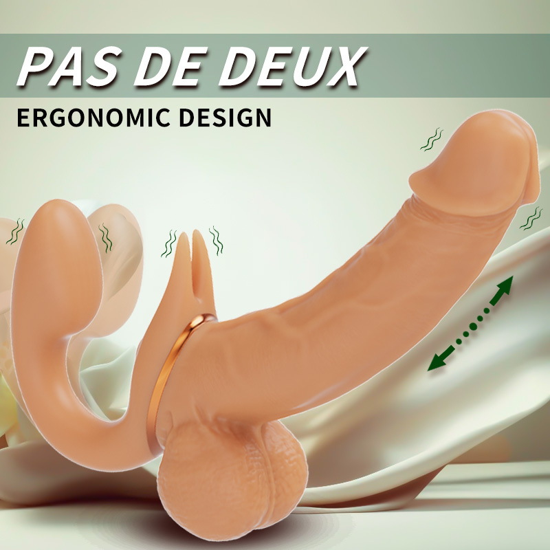 SWEETLORY Wearable Pegging Realistic Dildos Vibrator with 9 Vibrating Modes and 9 Thrusting Modes, Double Ended Penetration Sex Toys