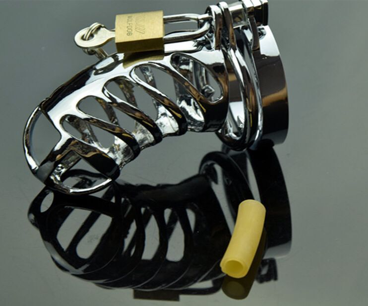 Male Chastity Device Cock Cage - Miyoti Stainless Steel Chastity Stealth Lock Ergonomic Design for Sissy Penis Trainer Including Two Keys Metal Sex Toy for Men