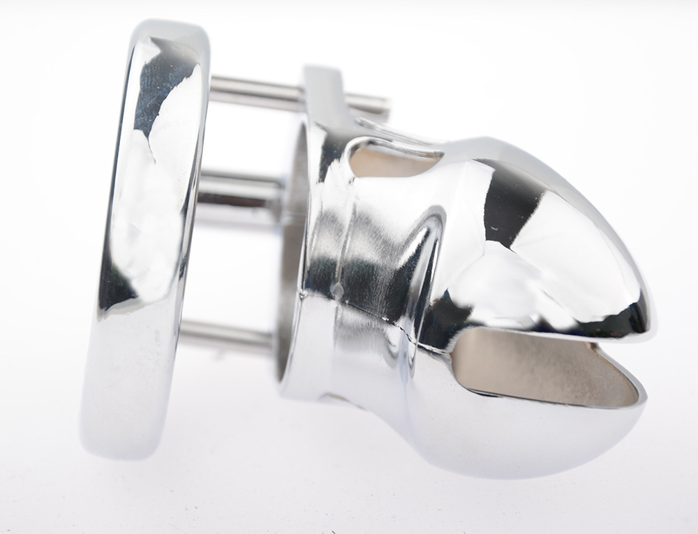 Male Chastity Cage Large Chastity Device Stainless Steel Metal Cock Cage Sex Toys for Men with Invisible Button Lock Male Penis Cage for Couples and Adults