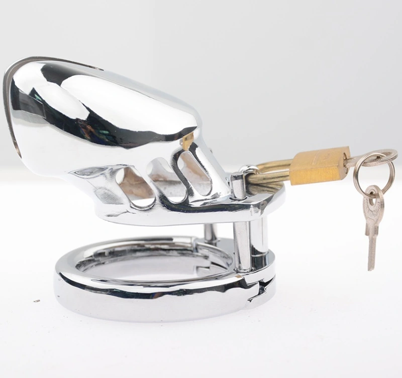 Male Chastity Cage Large Chastity Device Stainless Steel Metal Cock Cage Sex Toys for Men with Invisible Button Lock Male Penis Cage for Couples and Adults