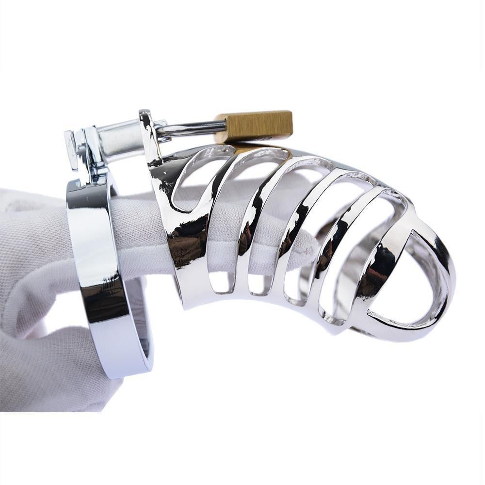 Male Chastity Device Cock Cage - Miyoti Stainless Steel Chastity Stealth Lock Ergonomic Design for Sissy Penis Trainer Including Two Keys Metal Sex Toy for Men
