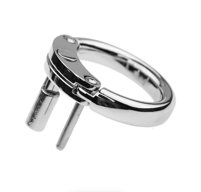 Male Chastity Cage Large Chastity Device Stainless Steel Metal Cock Cage Sex Toys for Men with Invisible Button Lock Male Penis Cage for Couples and Adults