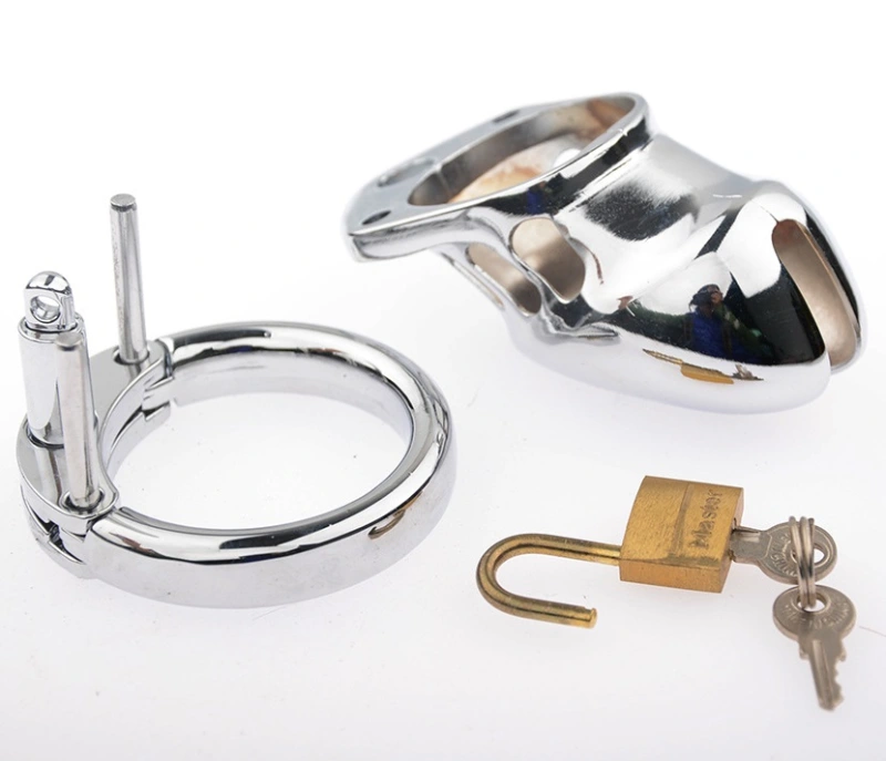 Male Chastity Cage Large Chastity Device Stainless Steel Metal Cock Cage Sex Toys for Men with Invisible Button Lock Male Penis Cage for Couples and Adults