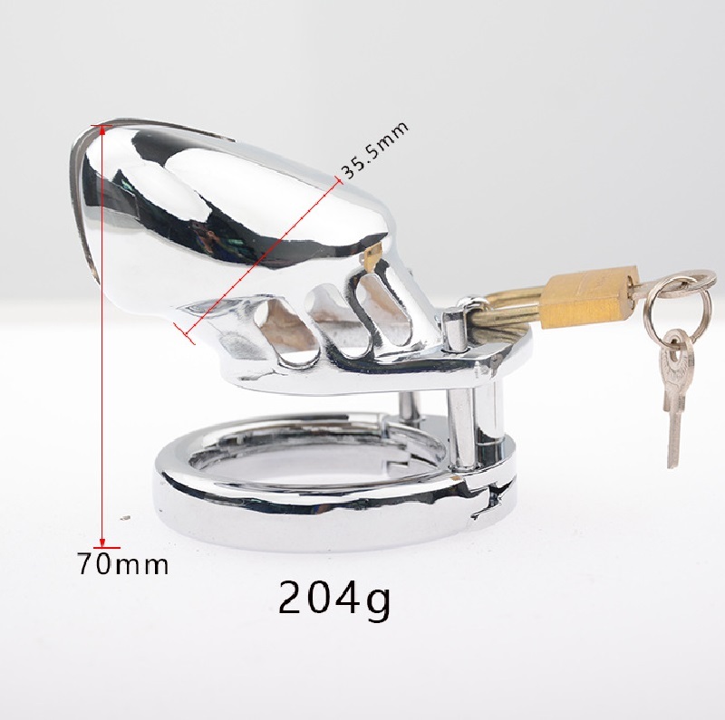 Male Chastity Cage Large Chastity Device Stainless Steel Metal Cock Cage Sex Toys for Men with Invisible Button Lock Male Penis Cage for Couples and Adults