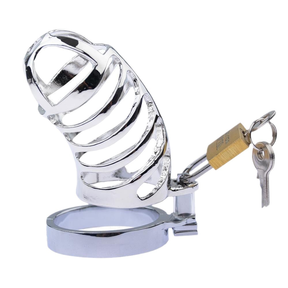 Male Chastity Device Cock Cage - Miyoti Stainless Steel Chastity Stealth Lock Ergonomic Design for Sissy Penis Trainer Including Two Keys Metal Sex Toy for Men