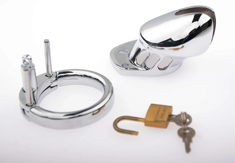 Male Chastity Cage Large Chastity Device Stainless Steel Metal Cock Cage Sex Toys for Men with Invisible Button Lock Male Penis Cage for Couples and Adults