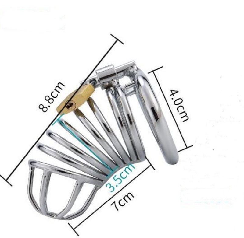 Metal Penis Annulus Cage Padlock - Davidsource Chrome Plated Stainless Steel Chastity Device Cock Cage for Men Fits Most of Size Adult Male Sex Toy (1.5" Base Ring, Silver)