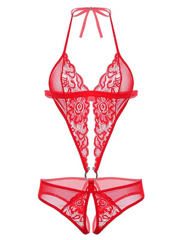 Women One Piece Lingerie Deep V Lace Bodysuit Babydoll Teddy Underwear  ﻿