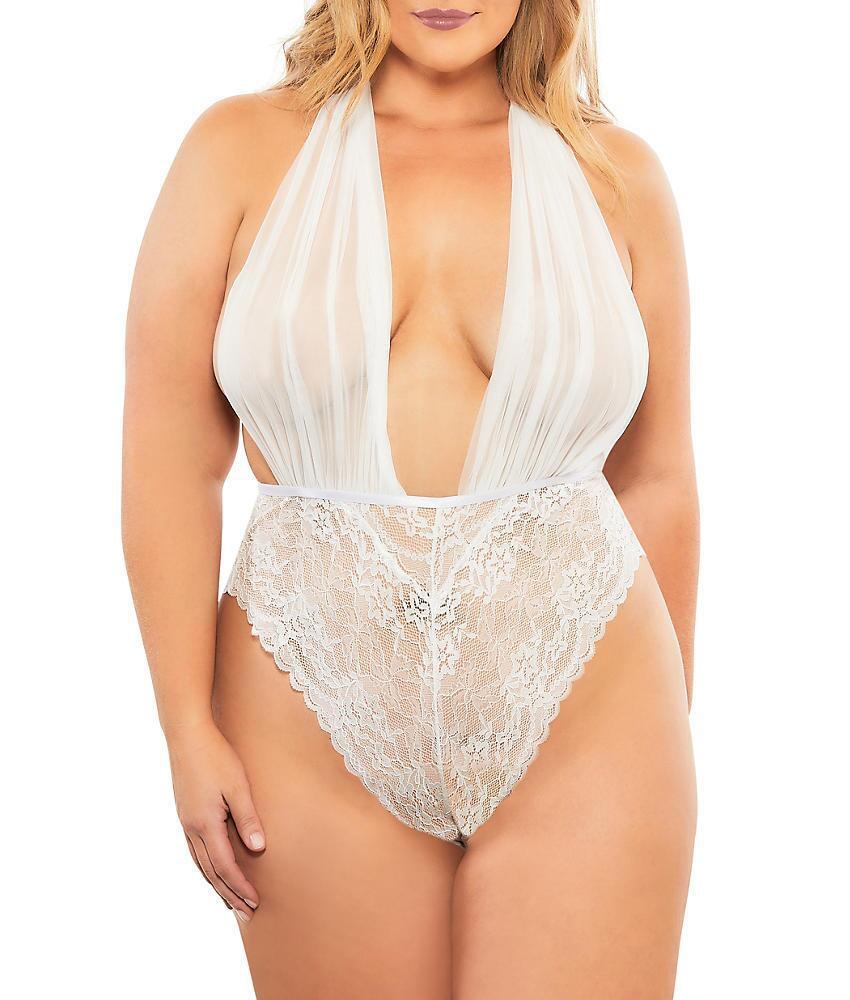 Women's Plus Size Babydoll Floral Lace Lingerie Deep V Nighty Mesh Sleepwear