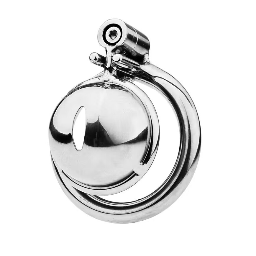 Stainless Steel Male Chastity Device Tease Locked Cock Cage Penis Exercise for Men Silver Romi