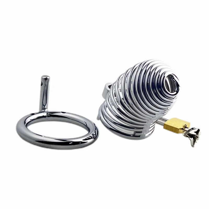 Male Chastity Device Cock Cage - D.Veces Large Metal Chastity Cage with 2 Keys and Removable Base Ring,Updaged Invisible Lock Cock Cage for Penis Training and Abstinence