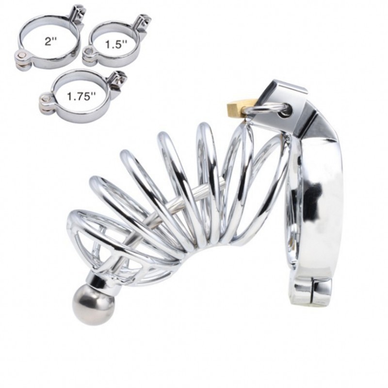 Male Chastity Cage Sex Toys for Men, FEELKIDA Large Chastity Device with 3 Sizes Rings and Elastic Auxiliary Belt for Men Penis Exercise