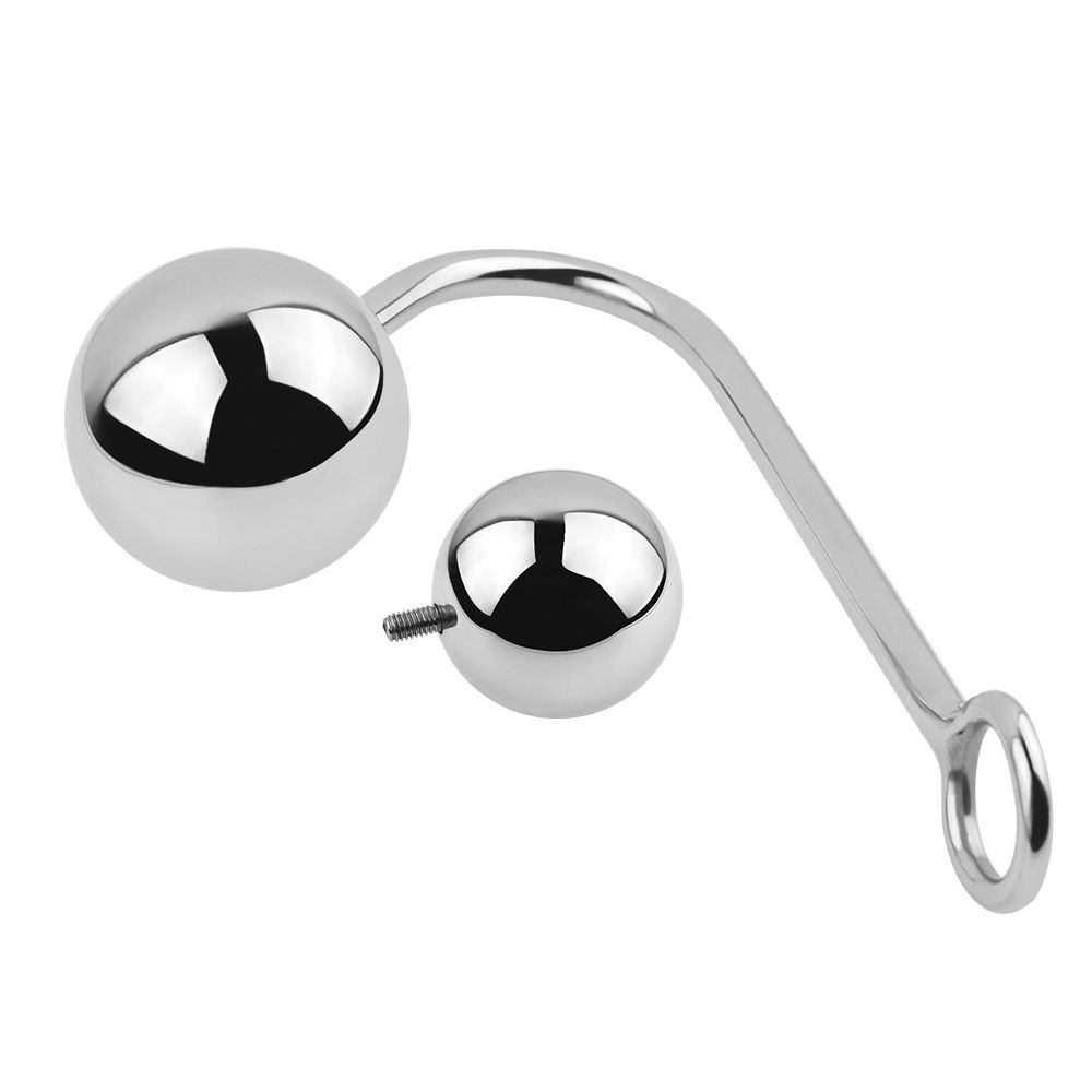 Anal Hook, Solid Single Ball Rope Hook with 2 Replaceable Balls and Ring, Bondage Fetish Toy for Unisex Adult (0.77 pounds)