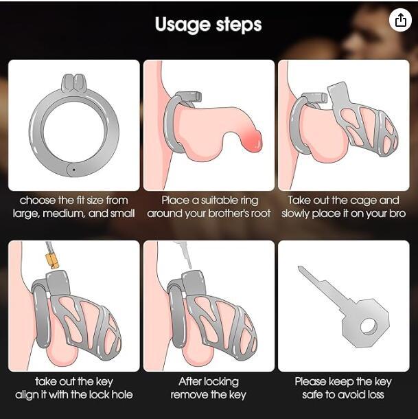 Male Chastity Device Cock Cage - UTIMI Zinc Alloy Invisible Lock Chastity Cage with 3 Active Rings & Keys Adult Sex Toy for Men Penis Exercise and Abstinence | Silvery