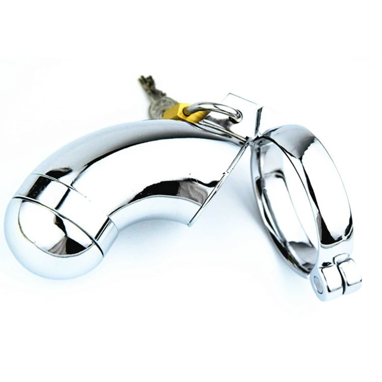 Men's Stainless Steel Penis Lock Penis Ring Cage with Lock Metal Chastity Appliance with Urethral Tube