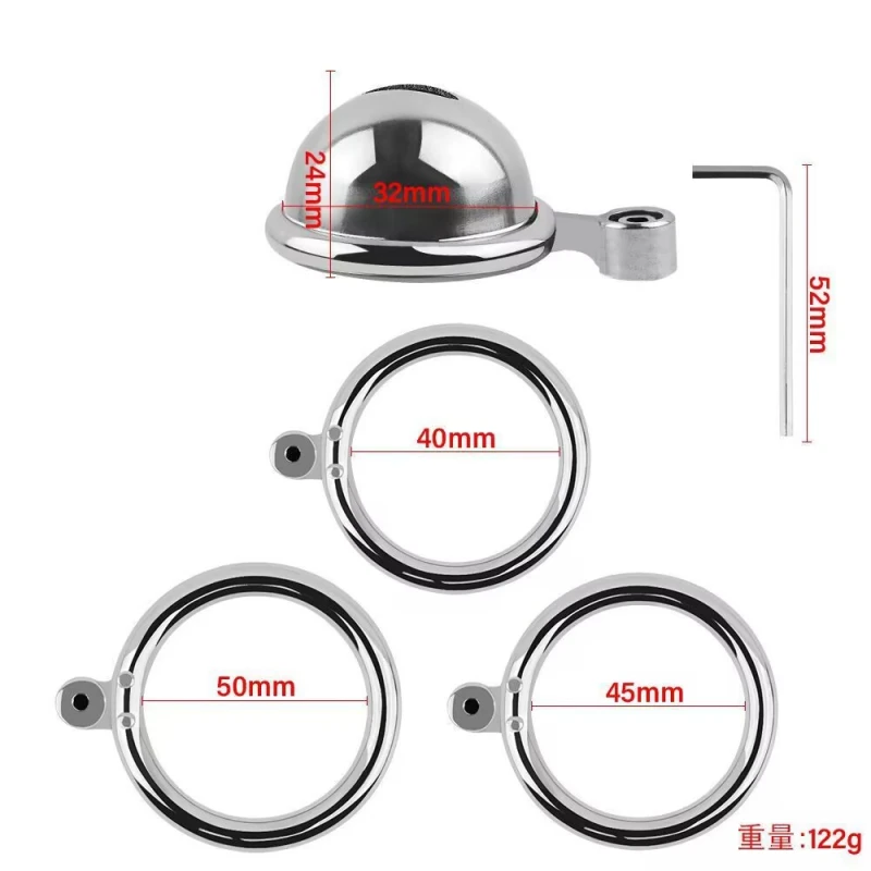 Stainless Steel Male Chastity Device Tease Locked Cock Cage Penis Exercise for Men Silver Romi