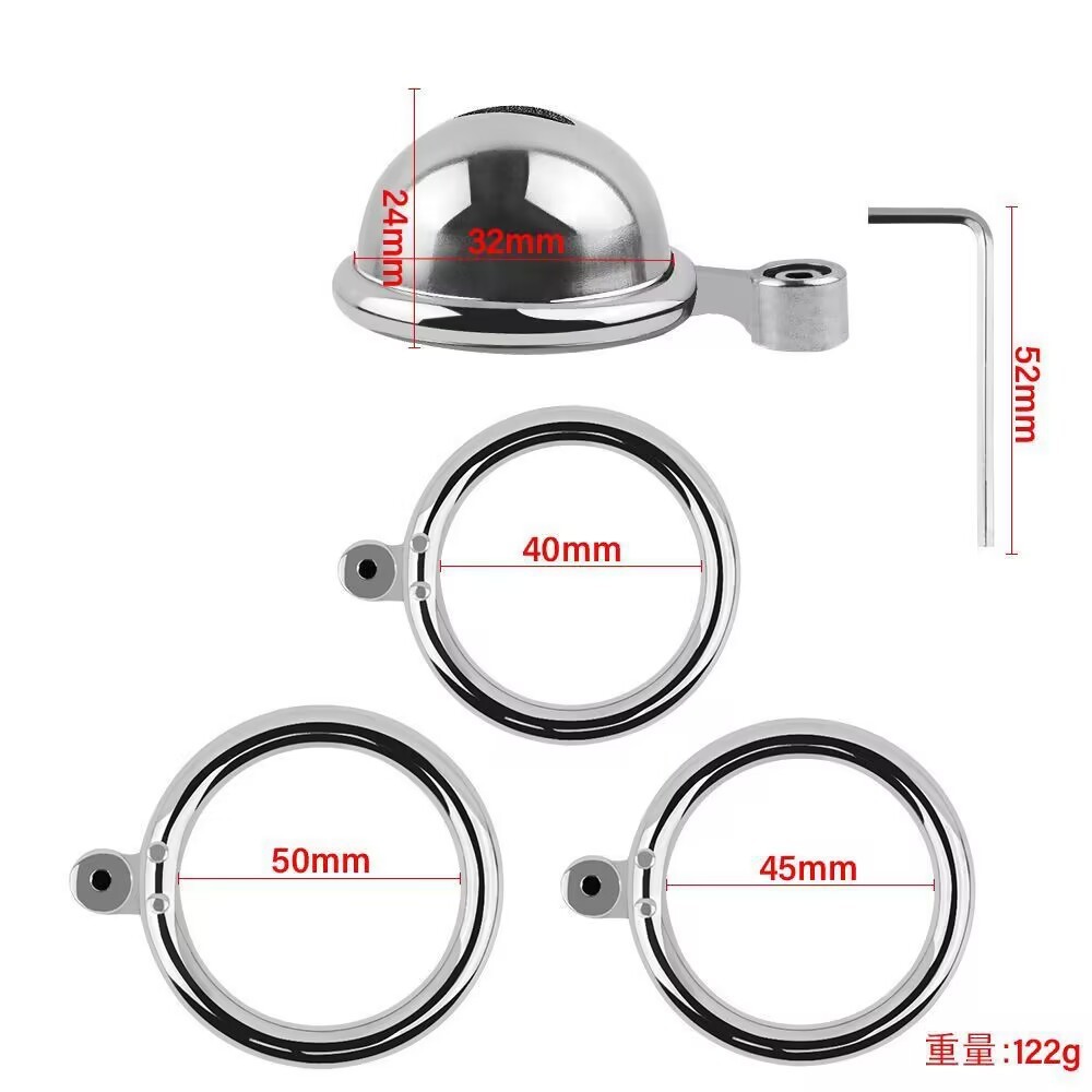 Stainless Steel Male Chastity Device Tease Locked Cock Cage Penis Exercise for Men Silver Romi