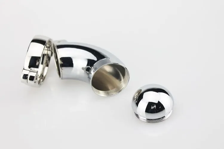Men's Stainless Steel Penis Lock Penis Ring Cage with Lock Metal Chastity Appliance with Urethral Tube