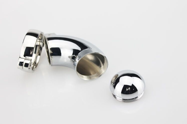 Men's Stainless Steel Penis Lock Penis Ring Cage with Lock Metal Chastity Appliance with Urethral Tube