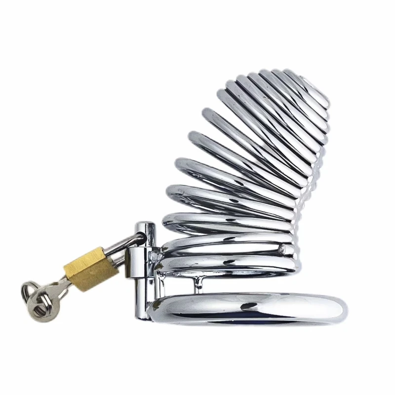 Male Chastity Device Cock Cage - D.Veces Large Metal Chastity Cage with 2 Keys and Removable Base Ring,Updaged Invisible Lock Cock Cage for Penis Training and Abstinence