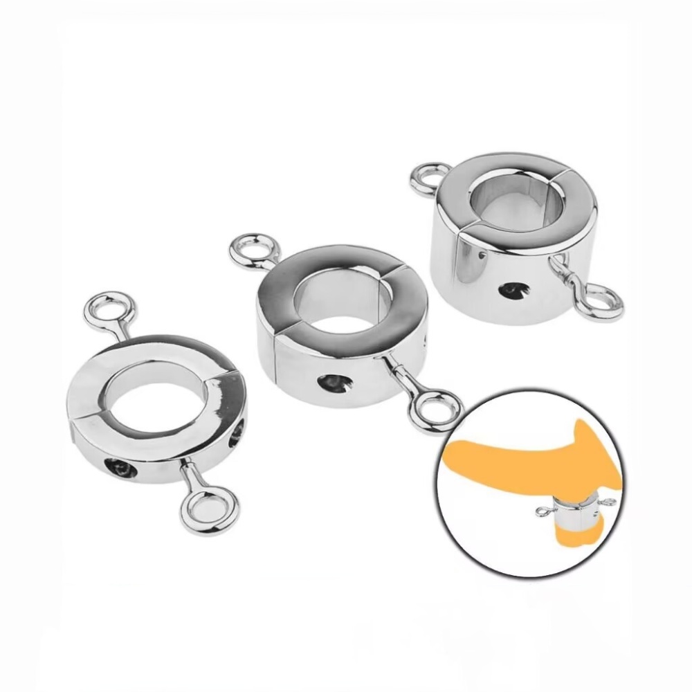 Stainless Steel Penis Ball Ring with Ear Weight Ring Pendant Weighted Stretch Exerciser Metal Penis Ring Male Sex Toy