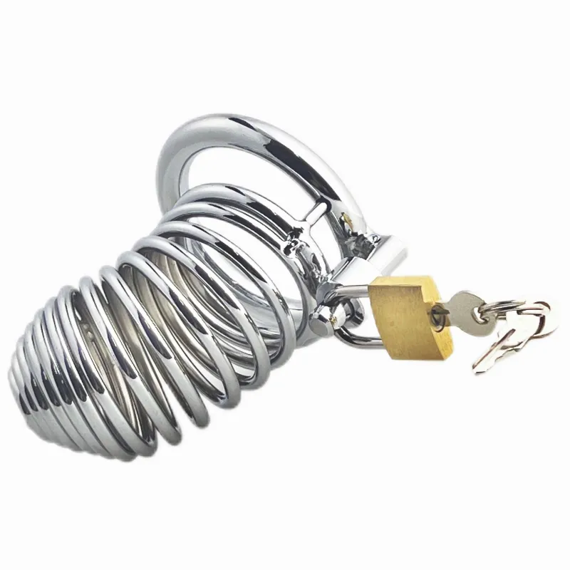 Male Chastity Device Cock Cage - D.Veces Large Metal Chastity Cage with 2 Keys and Removable Base Ring,Updaged Invisible Lock Cock Cage for Penis Training and Abstinence