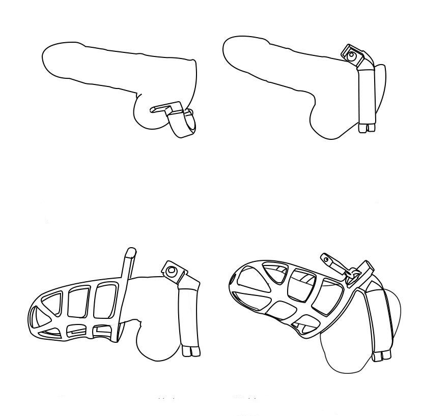 Chastity Cage Hollowed Out Chastity Devices Can Long Time Wear Penis Cage with Lock and Key for SM Play Chastity Lock Adult Sex Toys for Male (S)