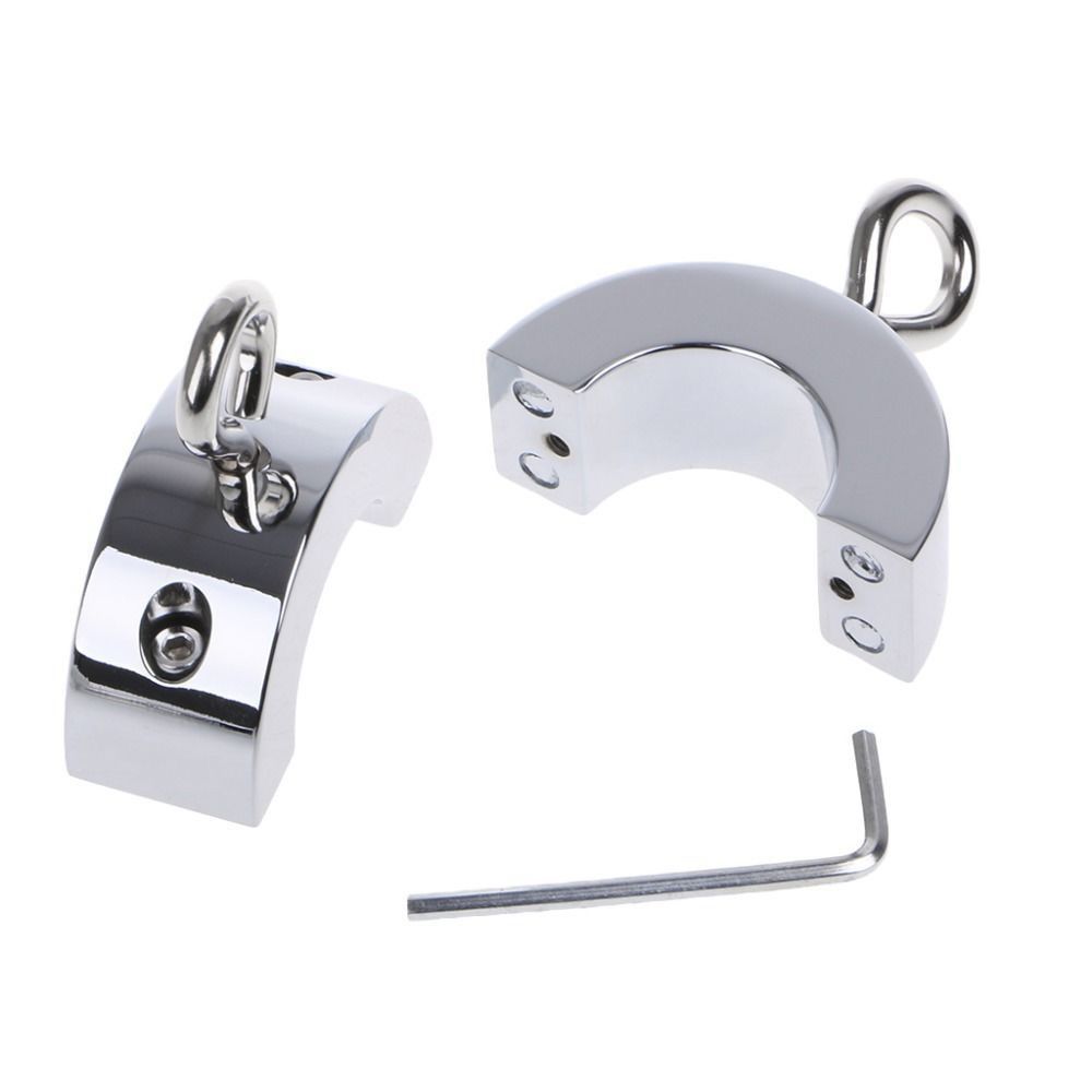 Stainless Steel Penis Ball Ring with Ear Weight Ring Pendant Weighted Stretch Exerciser Metal Penis Ring Male Sex Toy
