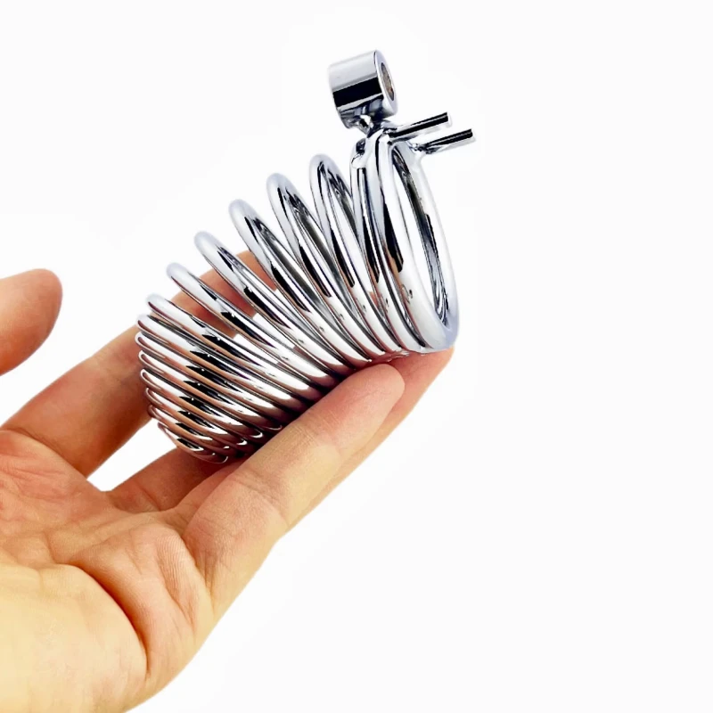 Male Chastity Device Cock Cage - D.Veces Large Metal Chastity Cage with 2 Keys and Removable Base Ring,Updaged Invisible Lock Cock Cage for Penis Training and Abstinence