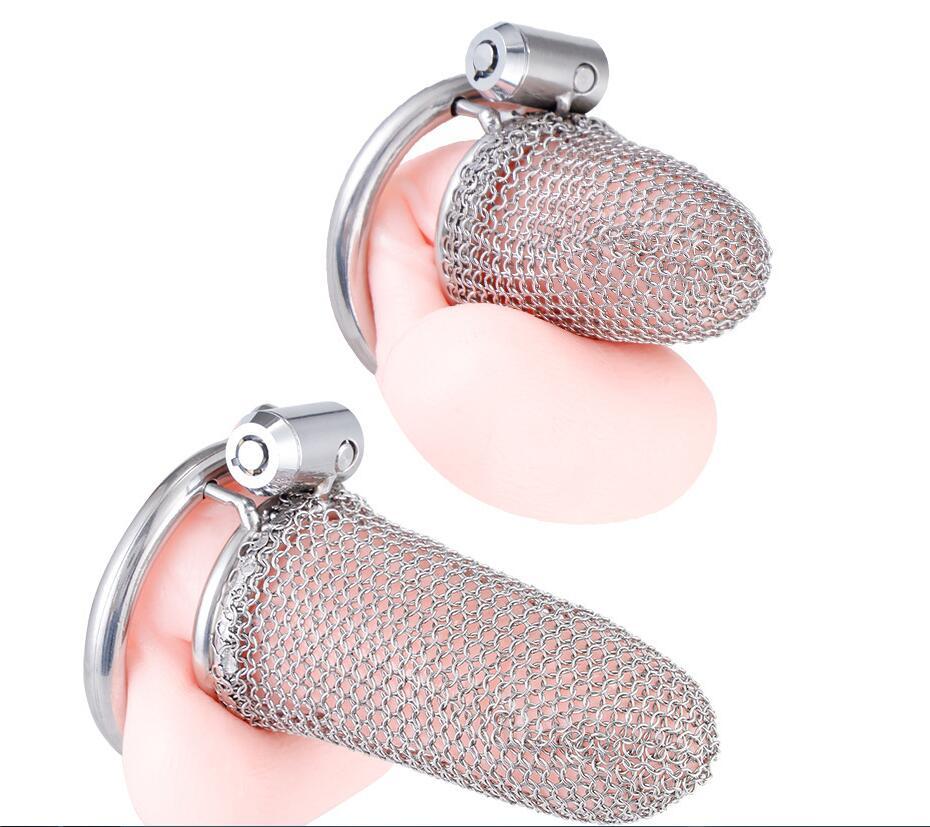 Chastity Cage - Male Chastity Device with Invisible Lock Set, 3 Sizes Rings (1.57", 1.77", 1.97"), Cock Cage Metal Mesh Chain,Large Stainless Steel Penis Bondage Restraints BDSM Sex Toy for Men
