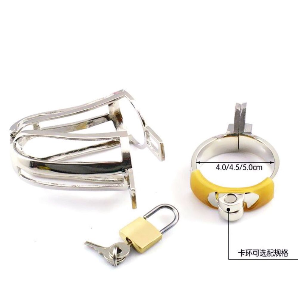 Lock the Cock - Safe and Secure Mens Metal Chastity Device for Husband Slave Play - All Three Rings Included