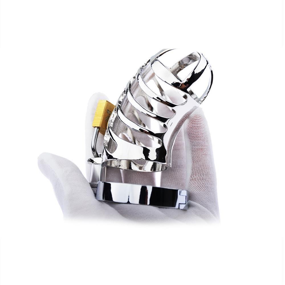 Chastity Device Cock Cage for Men Zinc Alloy Cage with 3 Different Sizes Lightweight Rings and Invisible Lock, Smooth and Comfortable Adult Sex Toy for Male Penis Exercise and Abstinence