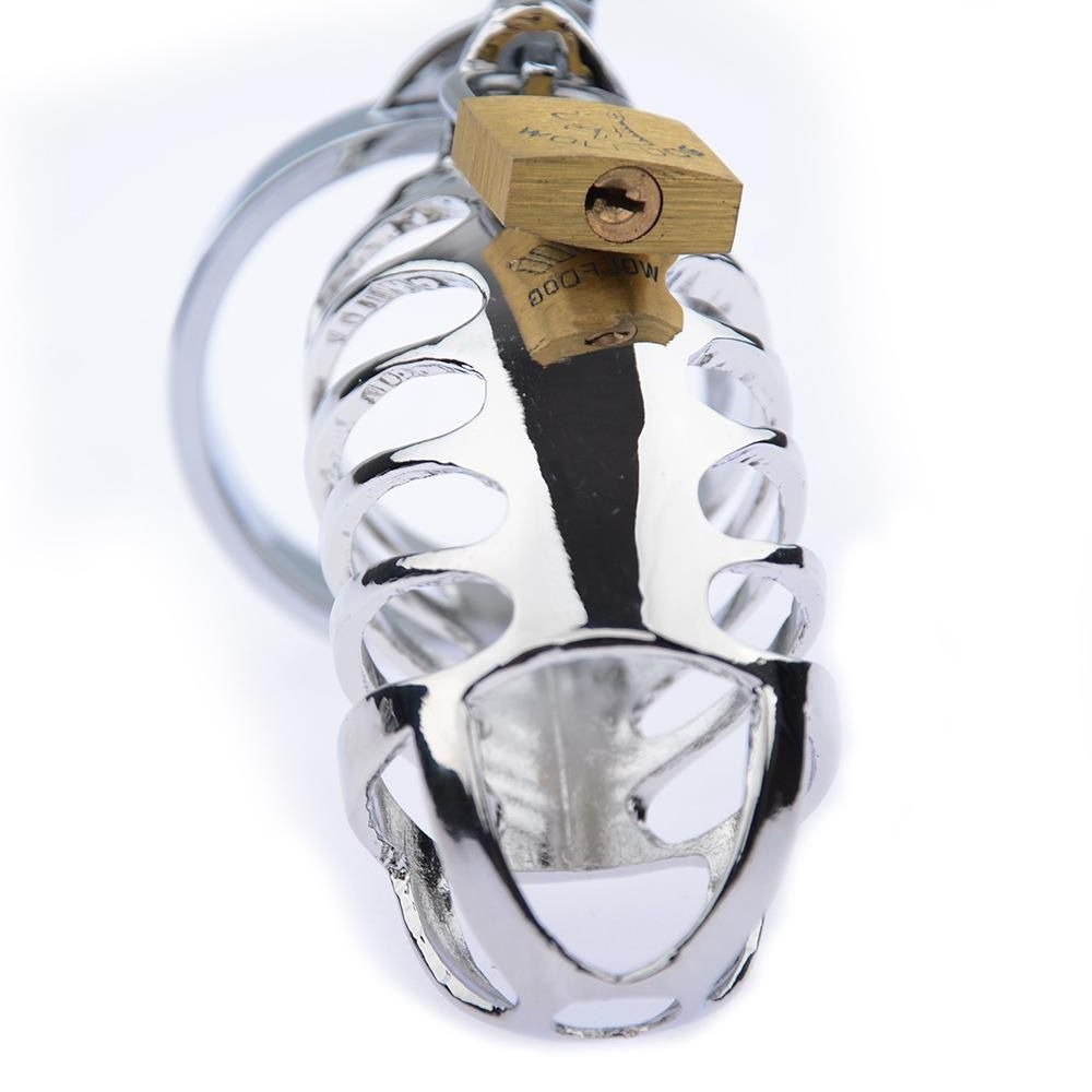 Chastity Device Cock Cage for Men Zinc Alloy Cage with 3 Different Sizes Lightweight Rings and Invisible Lock, Smooth and Comfortable Adult Sex Toy for Male Penis Exercise and Abstinence