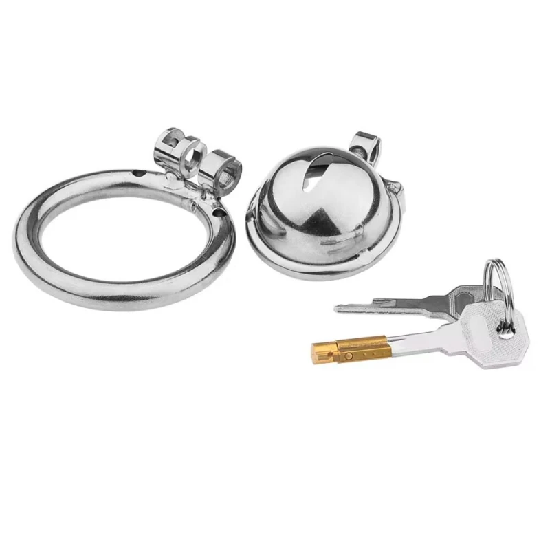 Stainless Steel Male Chastity Device Tease Locked Cock Cage Penis Exercise for Men Silver Romi