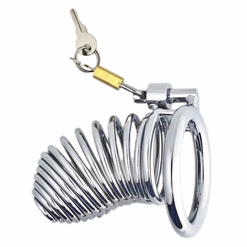 Male Chastity Device Cock Cage - D.Veces Large Metal Chastity Cage with 2 Keys and Removable Base Ring,Updaged Invisible Lock Cock Cage for Penis Training and Abstinence