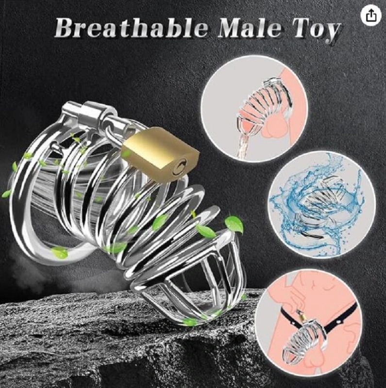 Male Chastity Cage Sex Toys for Men, FEELKIDA Large Chastity Device with 3 Sizes Rings and Elastic Auxiliary Belt for Men Penis Exercise