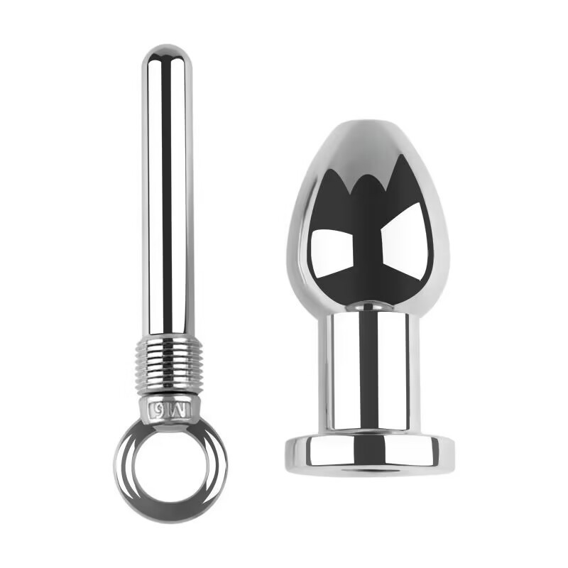 Metal Stainless Steel Detachable Hanging Ring Enema Anal Plug Anal Dilation Flushing Device Adult Sex Toy