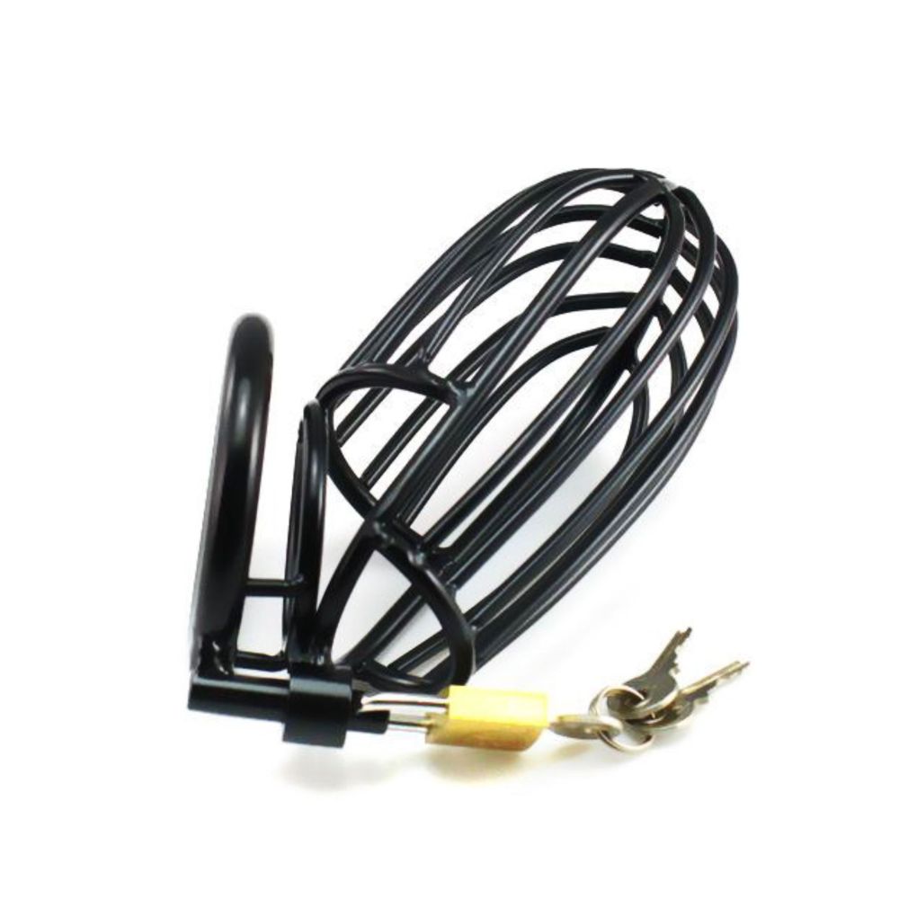 Male Chastity Device Cock Cage - D.Veces Large Metal Chastity Cage with 2 Keys and Removable Base Ring,Updaged Invisible Lock Cock Cage for Penis Training and Abstinence (1.97" Base Ring)