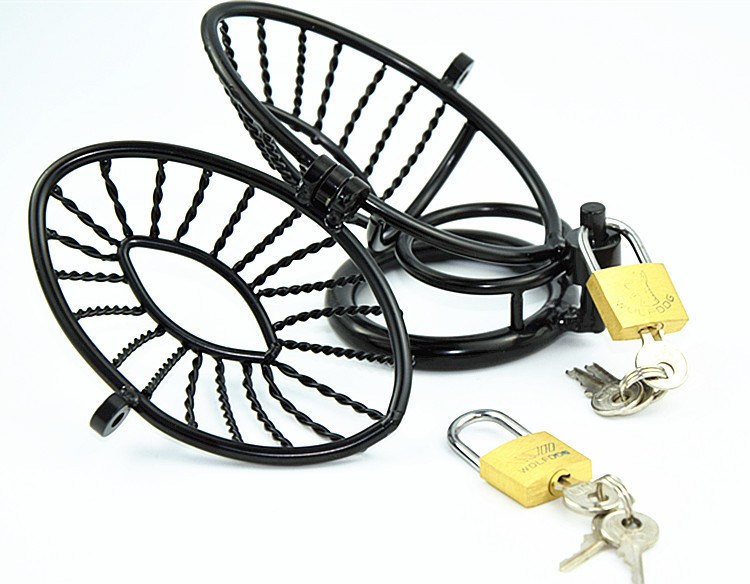 Male Chastity Device Cock Cage - D.Veces Large Metal Chastity Cage with 2 Keys and Removable Base Ring,Updaged Invisible Lock Cock Cage for Penis Training and Abstinence (1.97" Base Ring)