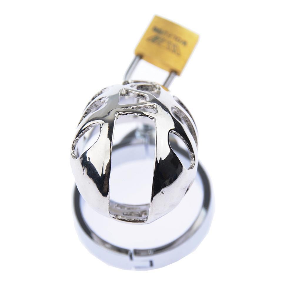 Chastity Device Cock Cage for Men Zinc Alloy Cage with 3 Different Sizes Lightweight Rings and Invisible Lock, Smooth and Comfortable Adult Sex Toy for Male Penis Exercise and Abstinence