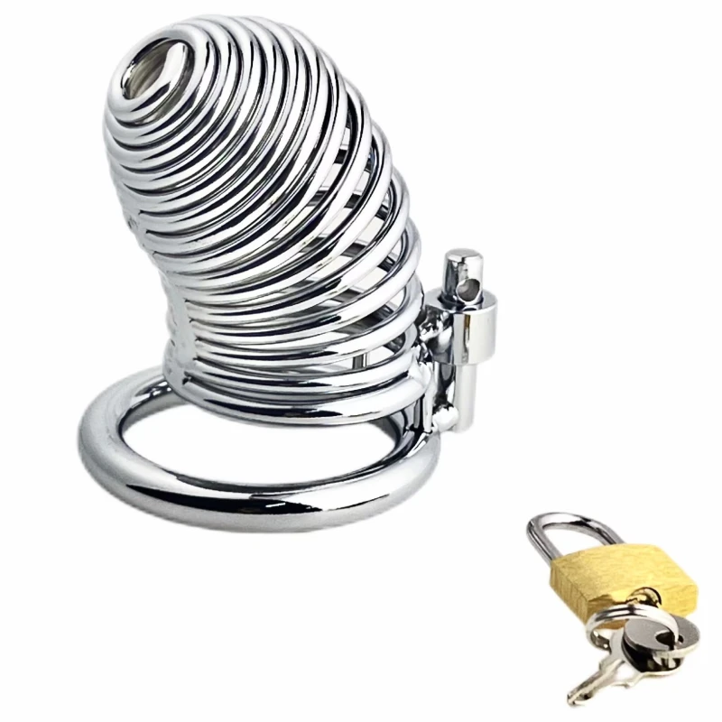 Male Chastity Device Cock Cage - D.Veces Large Metal Chastity Cage with 2 Keys and Removable Base Ring,Updaged Invisible Lock Cock Cage for Penis Training and Abstinence