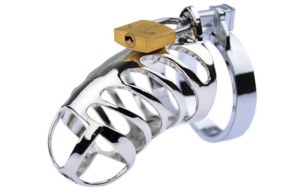 Chastity Device Cock Cage for Men Zinc Alloy Cage with 3 Different Sizes Lightweight Rings and Invisible Lock, Smooth and Comfortable Adult Sex Toy for Male Penis Exercise and Abstinence