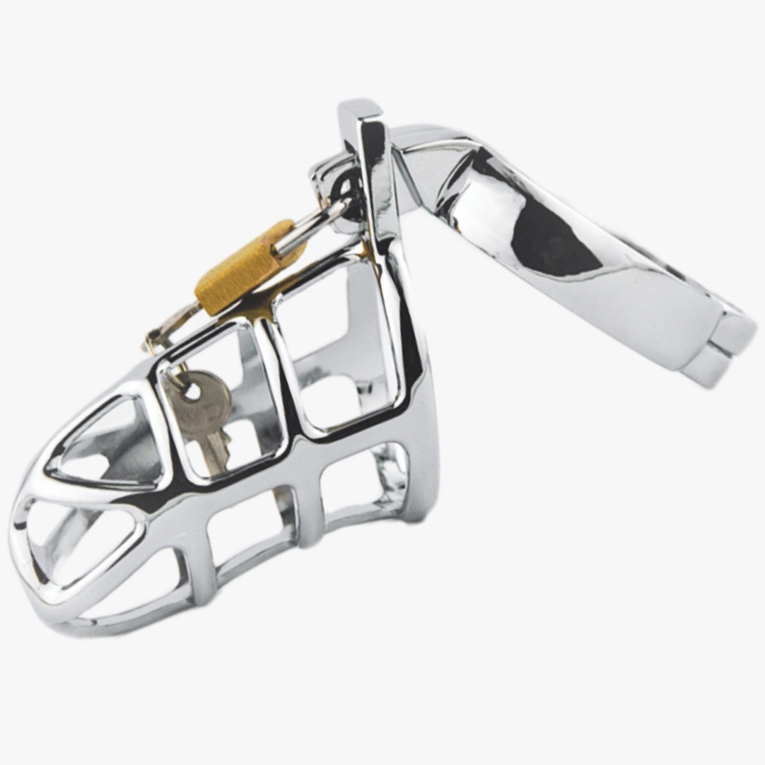 Chastity Cage Hollowed Out Chastity Devices Can Long Time Wear Penis Cage with Lock and Key for SM Play Chastity Lock Adult Sex Toys for Male (S)