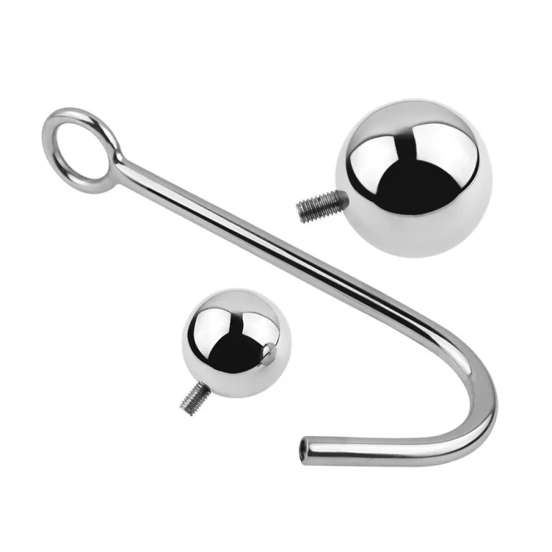 Anal Hook, Solid Single Ball Rope Hook with 2 Replaceable Balls and Ring, Bondage Fetish Toy for Unisex Adult (0.77 pounds)