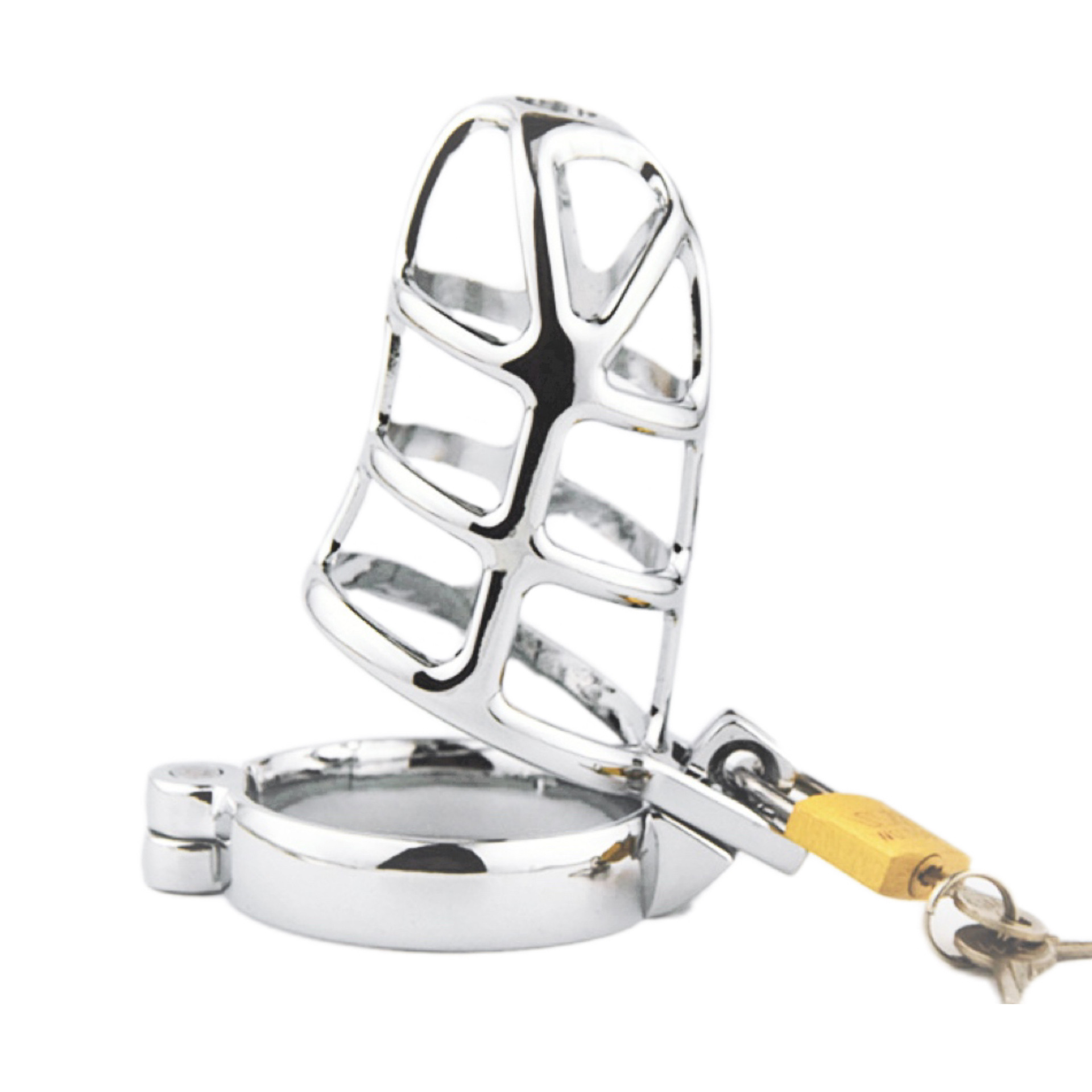 Chastity Cage Hollowed Out Chastity Devices Can Long Time Wear Penis Cage with Lock and Key for SM Play Chastity Lock Adult Sex Toys for Male (S)
